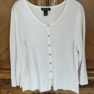White House Black Market snap button lightweight sweater white XL